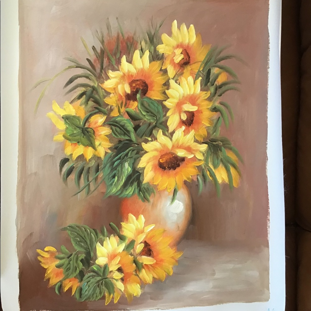 Sunflower painting, Hand-painted